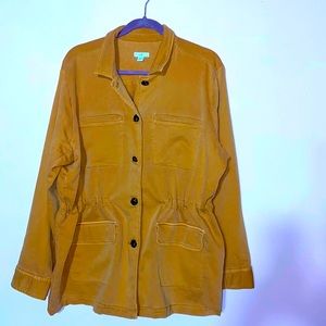 J jill yellow fall coat 5 buttons with tie around the waist size large